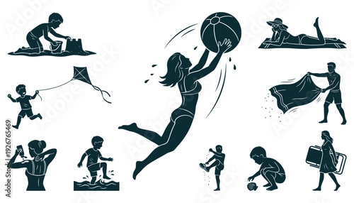 Summer Beach Activities Silhouettes Collection