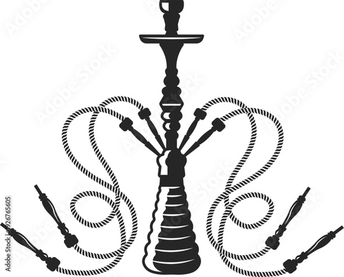 Hookah black logo. Smoking turkish shisha icon