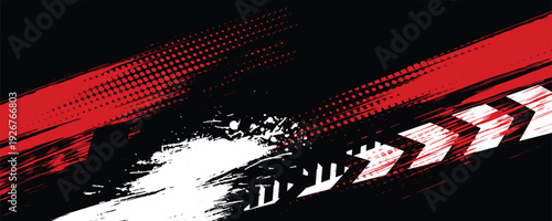 Exclusive red and black color combination sport racing car livery design, for universal medium eps10 vector ready to print.