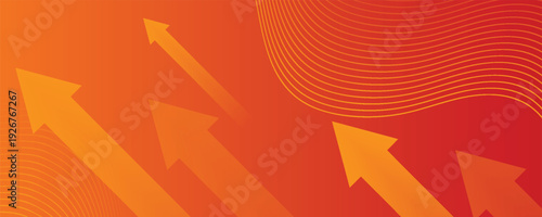 Modern orange creative economy investment report chart arrow up illustration background