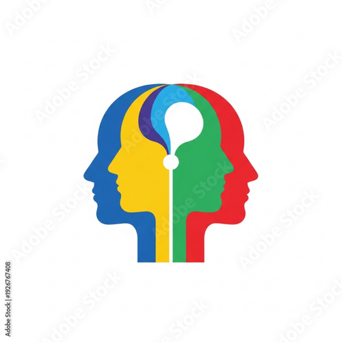 Dissociative Identity Disorder Awareness Day Flat Vector Illustration Abstract Human Profiles
