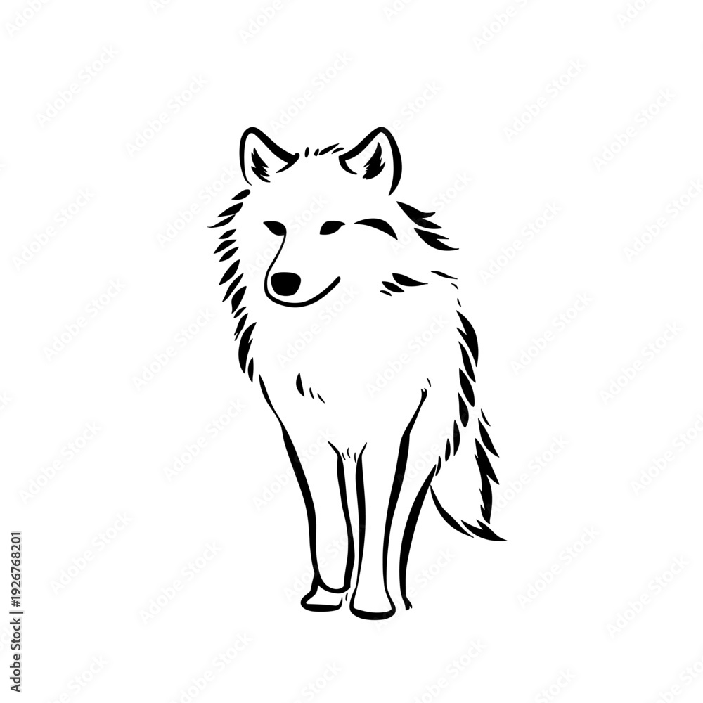Obraz premium Wolf. Wolf simple black and white line art vector logo