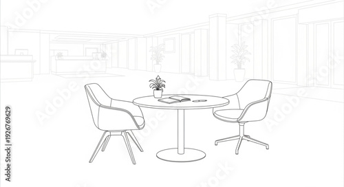 Office Chairs and Table Illustration.