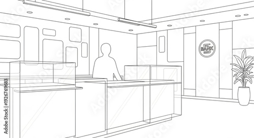 Office Cubicle with Person Working.