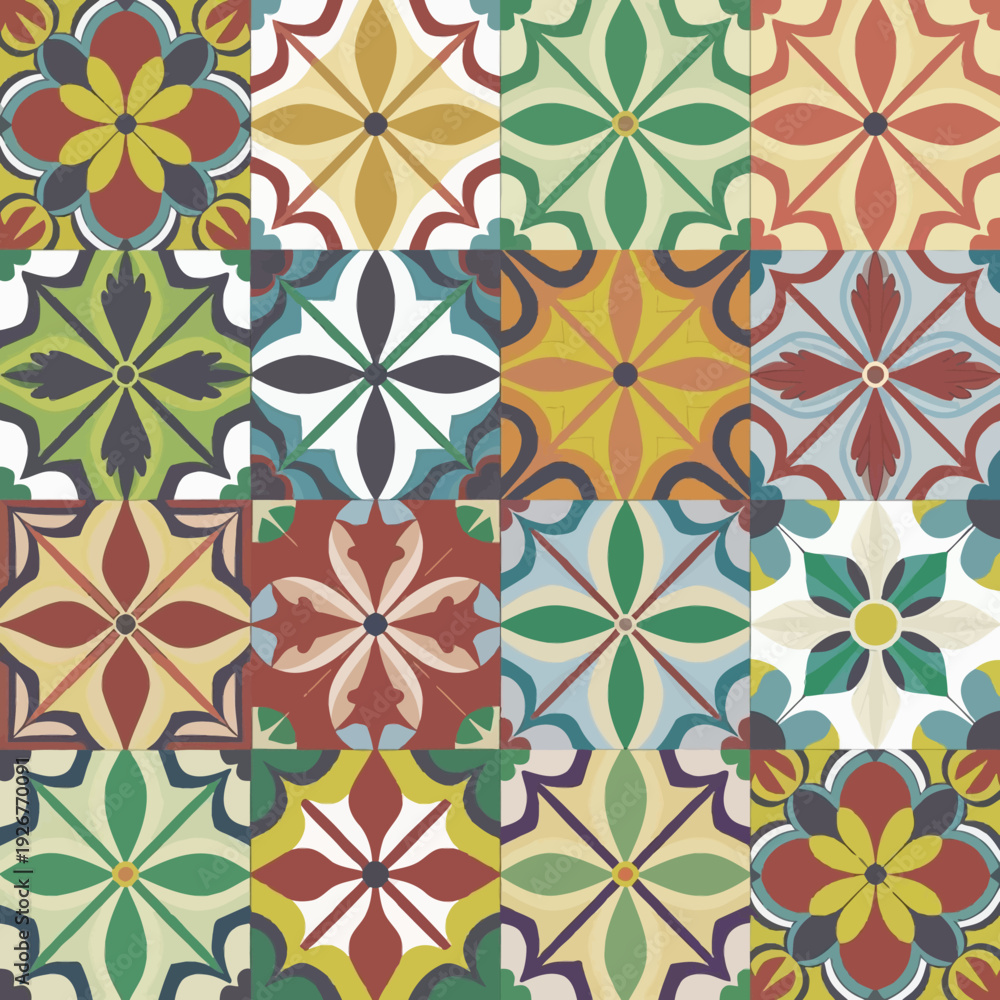 Fototapeta premium vector illustration hires Collection of High-Resolution Abstract Seamless ornament Patterns with Diverse Designs and Textures