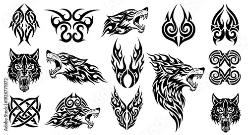 Tribal Wolf Tattoo Designs and Celtic Patterns.