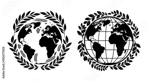 United nations emblem depicting earth with laural wreaths on both sides Vector, illustration