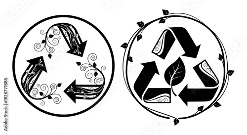 Recycling and waste reduction symbols depicted in a simple and educational manner Vector, illustration