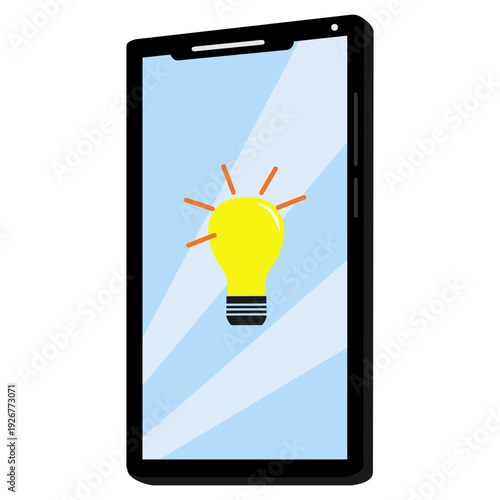 Mobile phone with light bulb, idea, business