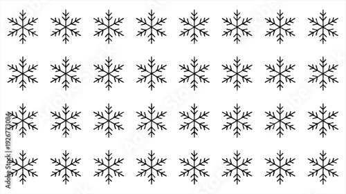 black snowflakes on white background