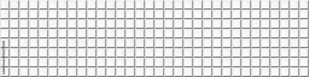 Fototapeta premium Grey bathroom tile wall background. ceramic kitchen floor, square mosaic 3d pattern