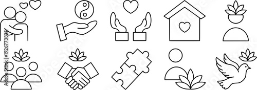 Harmony icon set. Collection with outline style. Vector illustration.
