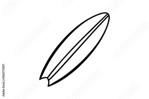 Simple line drawing of a surfboard on a white background