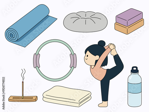 Yoga essentials set illustration for design