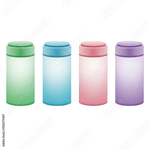 Colorful plastic containers with lids isolated on transparent background