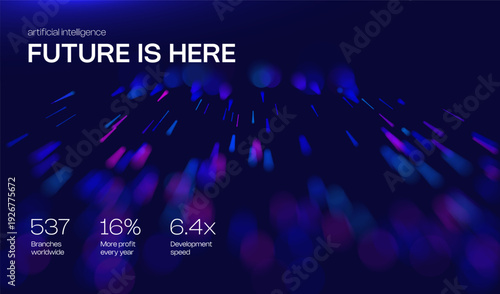 Ai tech background with abstract dot line pattern and bokeh effect. Design education big data, future digital network, business connect and science concept for banner, web or presentation.