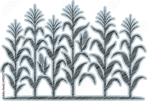 Rustic Corn Field Agriculture Scribble Embroidery Stitch Sticker