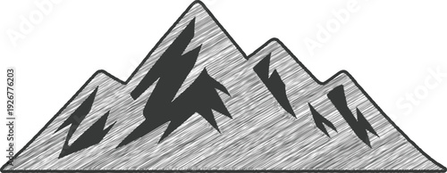Rocky Mountain Peak Landscape Scribble Embroidery Stitch Sticker
