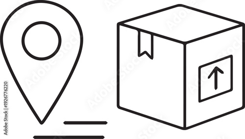 An illustration of a delivery service, with a package and a map pin, symbolizing shipment tracking.