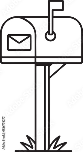 An illustration of a classic mailbox with an envelope inside. Symbol of communication, service and correspondence.