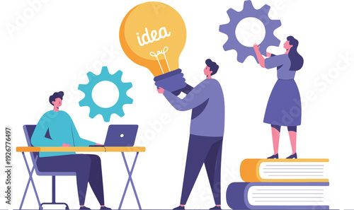 Business Teamwork Concept  Marketing Strategy Presentation Vector Illustration