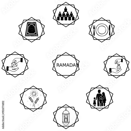 icon set ramadan - illustration pray in ramadan