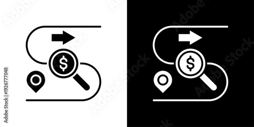 Track Expenditure Icon Sheet Black And White