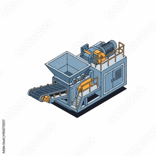 Industrial Crusher Machine Equipment Illustration.