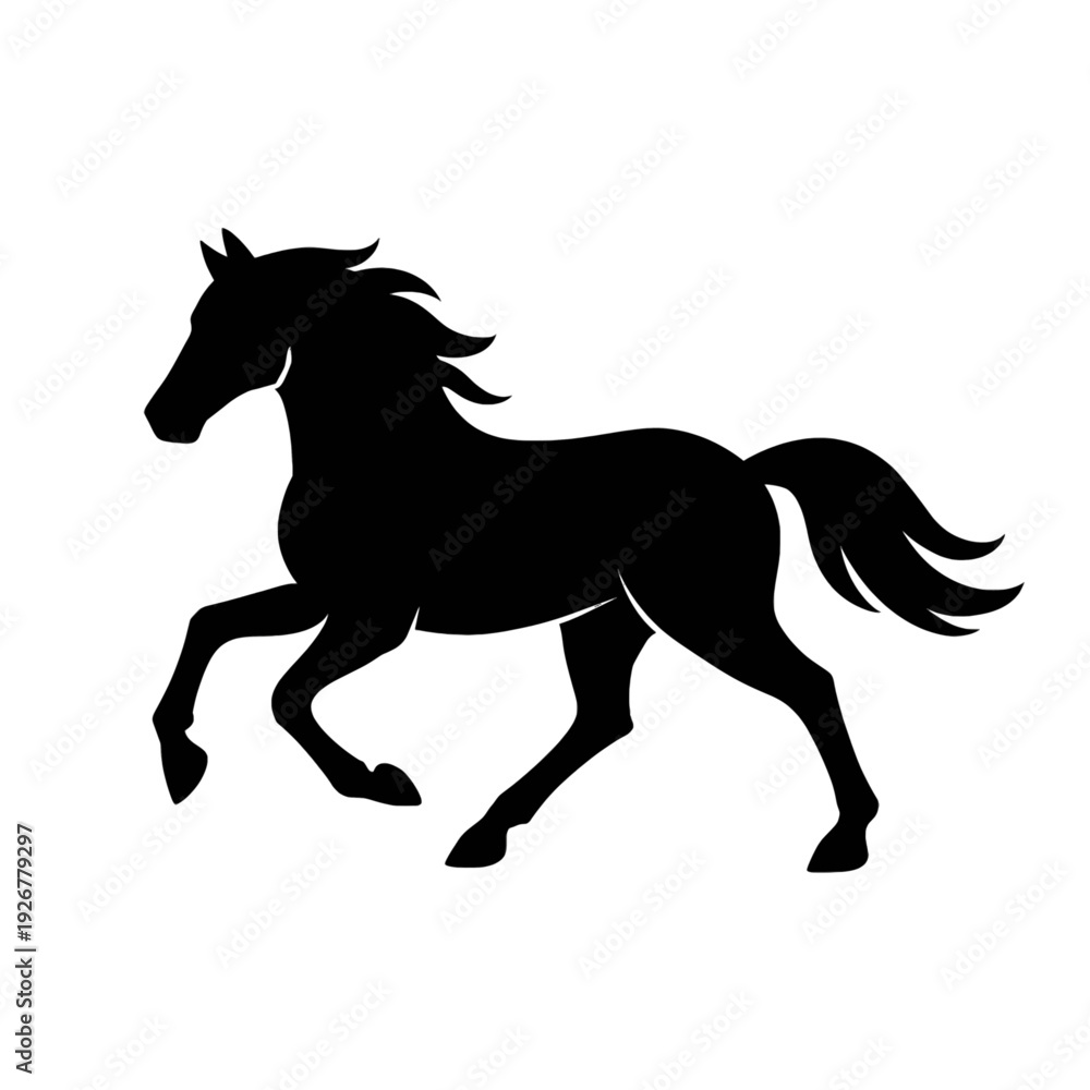Obraz premium Black Running Horse Silhouette Vector