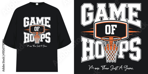 game of hoops more than just a game varsity typography basketball hoop vector illustration for sports apparel t shirt design vector illustration artwork
