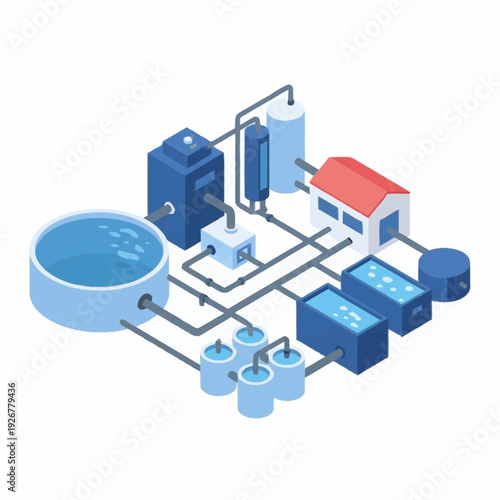 Industrial Water Treatment Plant System Diagram.