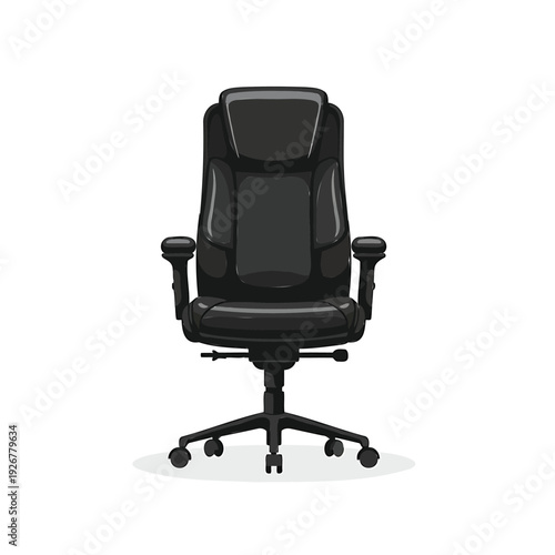 An office chair viewed from the front showcasing its sleek design and ergonomic features in a minimalist environment.