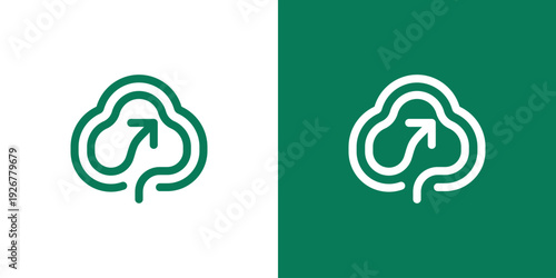 Dual meaning logo combining tree and arrow elements, symbolizing sustainable growth, progress, direction, and forward-moving environmental or business development.
