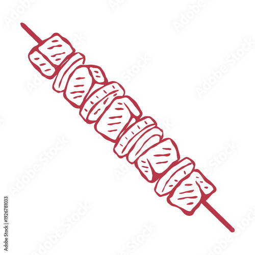 ilustration of meat in skewer