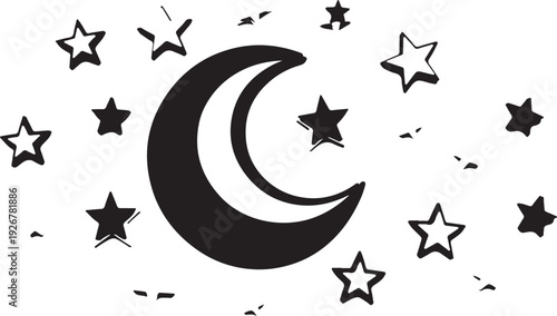 Adorable moon and stars baby name sign design perfect for nursery decor, baby room wall art, and personalized gifts.