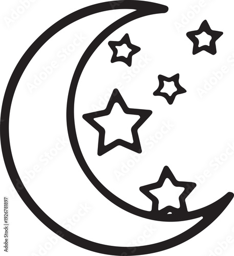 Adorable moon and stars baby name sign design perfect for nursery decor, baby room wall art, and personalized gifts.