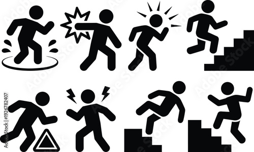 Illustrations depicting various types of workplace and general accidents