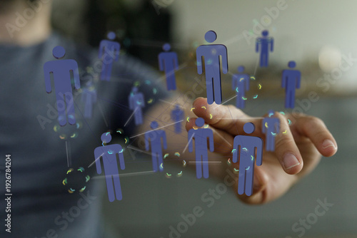 Hand touching digital repre...