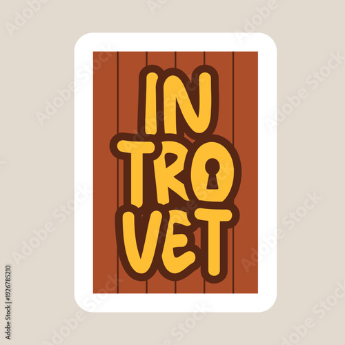 introvert personality type sticker with door and keyhole illustration for social battery personality creative concept of privacy personal space