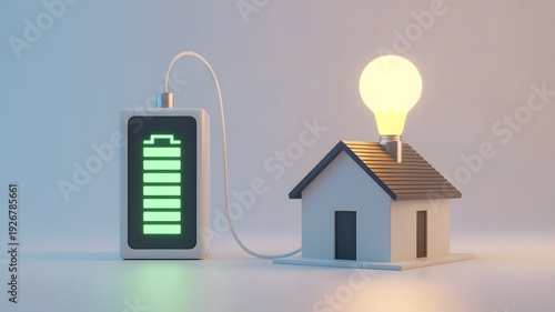 Home Energy Storage System with Battery and Smart House Model, Residential Electricity Backup, Sustainable Power Management, Renewable Integration and Efficient Household Technology