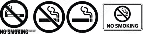 Visual representation of no smoking symbols and their variations in public spaces