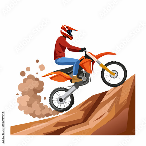 The thrilling adventure of an extreme motocross rider conquering a steep dirt incline