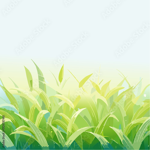 Lush abstract green grass illustration evoking freshness and natural growth, perfect for spring and environmental themes