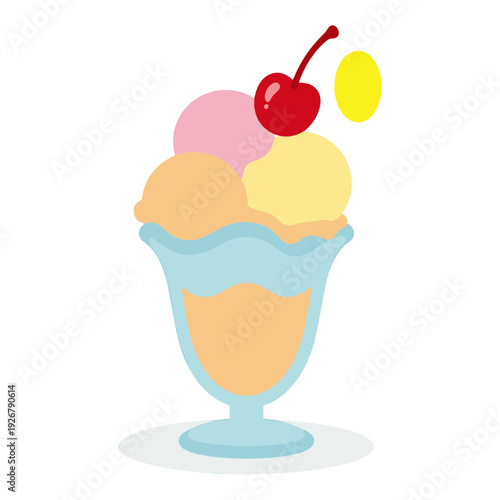 Colorful Ice Cream Sundae Vector Icon