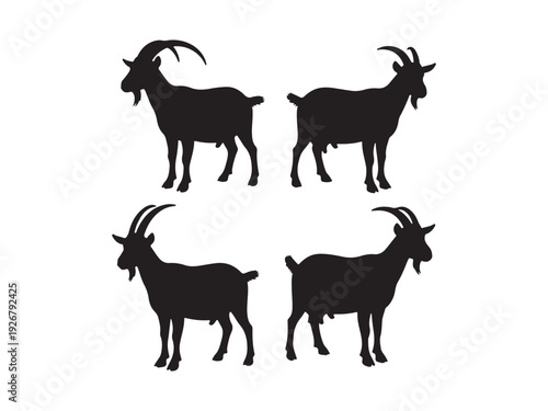 Goat vector silhouette collection set of farm and wild animal illustrations