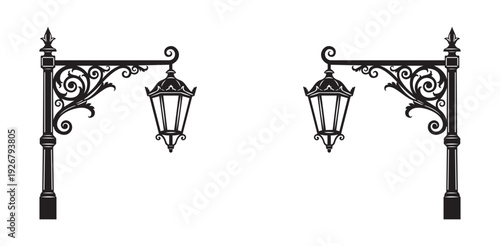 Vintage ornate wrought iron street lamps decorative antique outdoor lighting decorative architectural elements classic