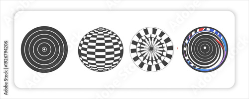 Optical Illusion Graphics: A set of intriguing optical illusion graphics, each showcasing unique patterns and designs that play with perception and depth.