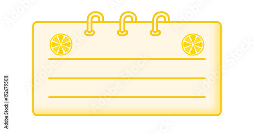 Lemon design note. Blank sticky note. Vector illustration. レモン、メモ帳、付箋、ノートのフレーム