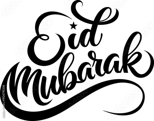 Eid Mubarak icon hand lettering typography collection in red and black color featuring modern calligraphy styles with crescent moon and Islamic decorative elements.