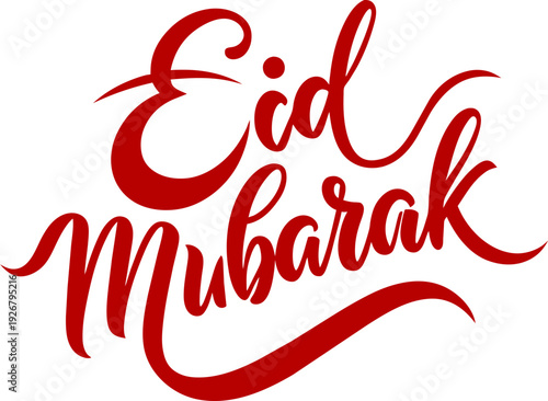 Eid Mubarak icon hand lettering typography collection in red and black color featuring modern calligraphy styles with crescent moon and Islamic decorative elements.